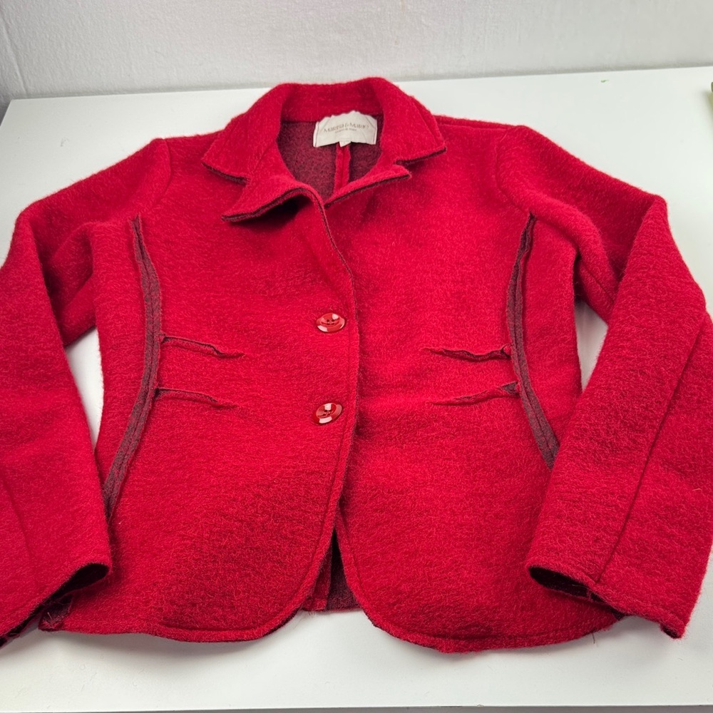 Marisa & Marie Elegant Red Wool Blazer